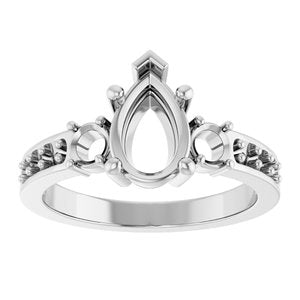 Continuum Sterling Silver 9x6 mm Pear Ring Mounting – image 6