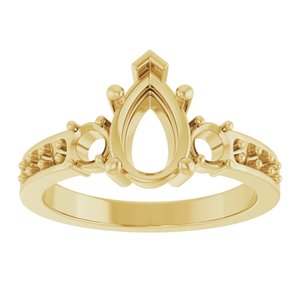 18K Yellow Gold 9x6 mm Pear Ring Mounting – image 6