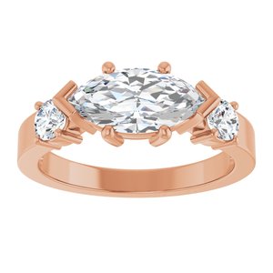 18K Rose Gold 11x5.5 mm Marquise Ring Mounting – image 5