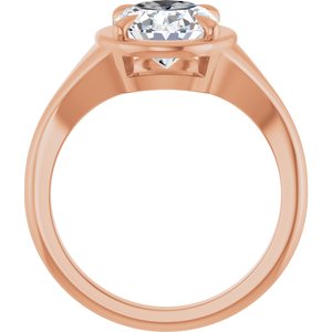 18K Rose Gold 10x8 mm Oval Ring Mounting – image 3