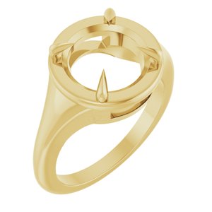 14K Yellow Gold 10 mm Round Ring Mounting – image 2