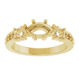 14K Yellow Gold 8.5x4.5 mm Marquise Ring Mounting – image 6
