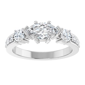 18K White Gold 8.5x4.5 mm Marquise Ring Mounting – image 5