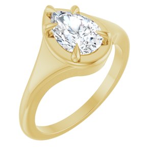 18K Yellow Gold 9x6 mm Pear Ring Mounting