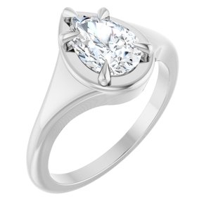 10K White Gold 9x6 mm Pear Ring Mounting