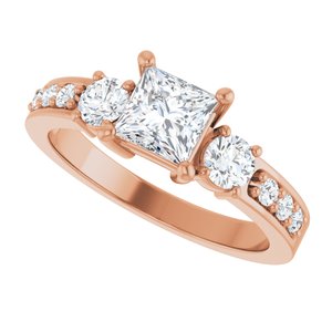 14K Rose Gold 5x5 mm Square Ring Mounting – image 8