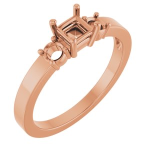 14K Rose Gold 3.75x3.75 mm Square Ring Mounting – image 2
