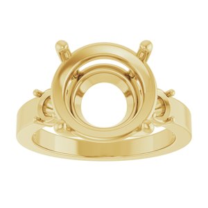 14K Yellow Gold 12 mm Round Ring Mounting – image 6