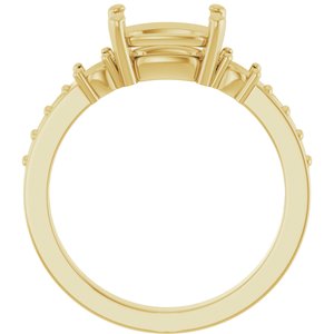 18K Yellow Gold 8.5x6.5 mm Elongated Cushion Ring Mounting – image 4