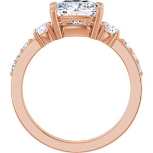 14K Rose Gold 8.5x6.5 mm Elongated Cushion Ring Mounting – image 3