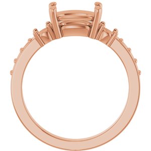 14K Rose Gold 8.5x6.5 mm Elongated Cushion Ring Mounting – image 4