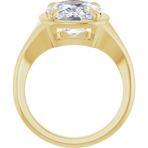10K Yellow Gold 12x10 mm Elongated Cushion Ring Mounting – image 3