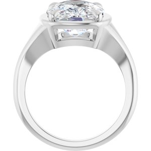 14K White Gold 12x10 mm Elongated Cushion Ring Mounting – image 3