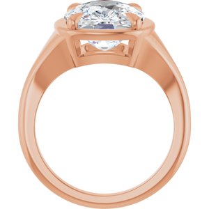 14K Rose Gold 12x10 mm Elongated Cushion Ring Mounting – image 3