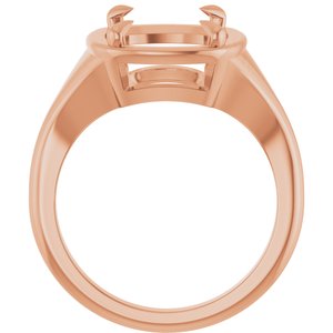 18K Rose Gold 12x10 mm Elongated Cushion Ring Mounting – image 4