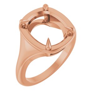 10K Rose Gold 12x10 mm Elongated Cushion Ring Mounting – image 2