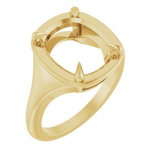 10K Yellow Gold 12x10 mm Elongated Cushion Ring Mounting – image 2
