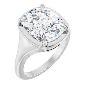 14K White Gold 12x10 mm Elongated Cushion Ring Mounting
