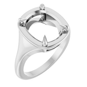 14K White Gold 12x10 mm Elongated Cushion Ring Mounting – image 2