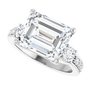 10K White Gold 11x9 mm Emerald Ring Mounting – image 8