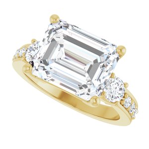 18K Yellow Gold 11x9 mm Emerald Ring Mounting – image 8