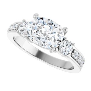 14K X1 White Gold 8.5x6.5 mm Elongated Cushion Ring Mounting – image 8