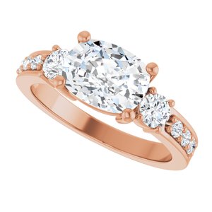 14K Rose Gold 8.5x6.5 mm Elongated Cushion Ring Mounting – image 8