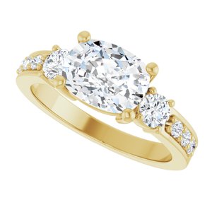 14K Yellow Gold 8.5x6.5 mm Elongated Cushion Ring Mounting – image 8