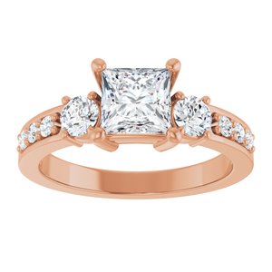 18K Rose Gold 5.5x5.5 mm Square Ring Mounting – image 5