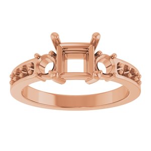 14K Rose Gold 5.5x5.5 mm Square Ring Mounting – image 6