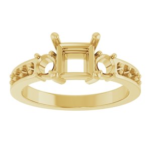 14K Yellow Gold 5.5x5.5 mm Square Ring Mounting – image 6