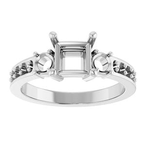 18K White Gold 5.5x5.5 mm Square Ring Mounting – image 6