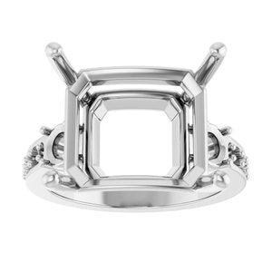 10K White Gold 15x13 mm Emerald Ring Mounting – image 6