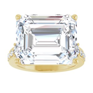 18K Yellow Gold 15x13 mm Emerald Ring Mounting – image 5