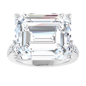 Sterling Silver 15x13 mm Emerald Ring Mounting – image 5
