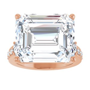 10K Rose Gold 15x13 mm Emerald Ring Mounting – image 5