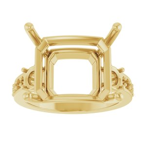18K Yellow Gold 15x13 mm Emerald Ring Mounting – image 6