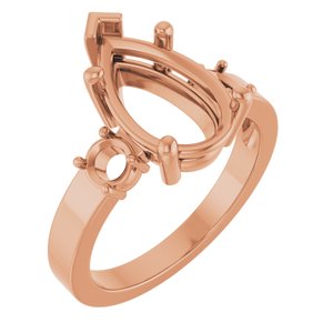 10K Rose Gold 13x8 mm Pear Ring Mounting – image 2