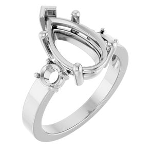 14K White Gold 13x8 mm Pear Ring Mounting – image 2