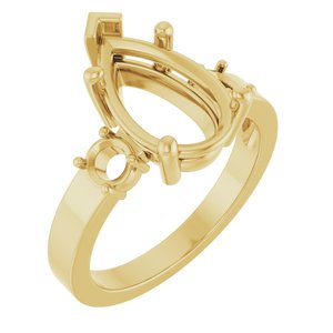 18K Yellow Gold 13x8 mm Pear Ring Mounting – image 2