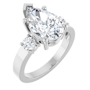 10K White Gold 13x8 mm Pear Ring Mounting