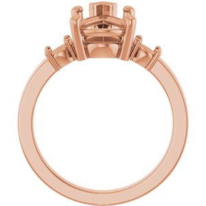 18K Rose Gold 13x8 mm Pear Ring Mounting – image 4