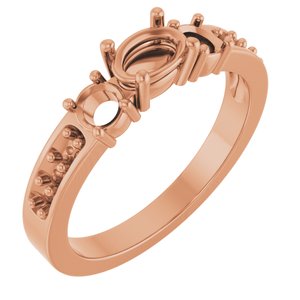 14K Rose Gold 6x4 mm Oval Ring Mounting – image 2