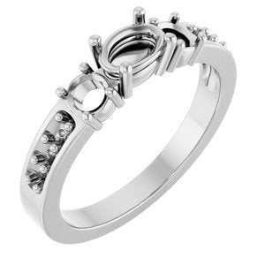 10K White Gold 6x4 mm Oval Ring Mounting – image 2