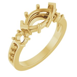 18K Yellow Gold 10.5x5.5 mm Marquise Ring Mounting – image 2
