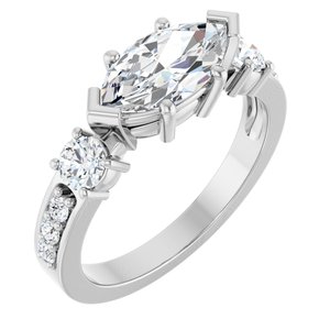 Platinum 10.5x5.5 mm Marquise Ring Mounting
