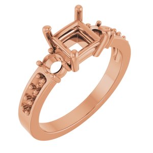 14K Rose Gold 5.5x5.5 mm Square Ring Mounting – image 2