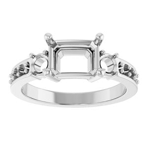 10K White Gold 8x6 mm Emerald Ring Mounting – image 6