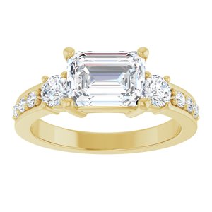 10K Yellow Gold 8x6 mm Emerald Ring Mounting – image 5