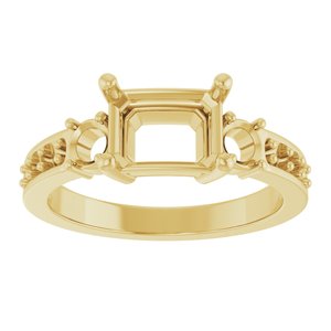 14K Yellow Gold 8x6 mm Emerald Ring Mounting – image 6